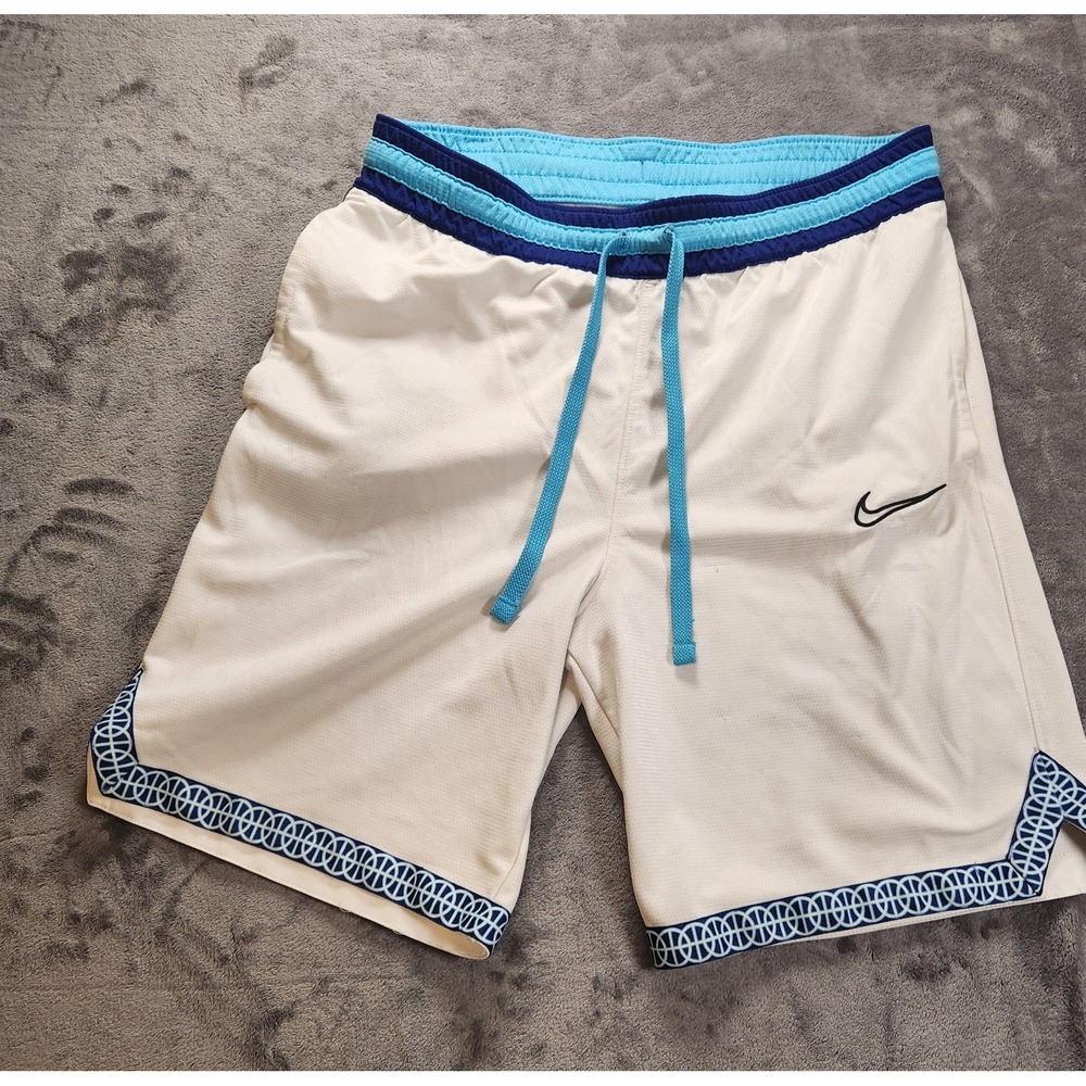 Nike Shorts Mens Small White Blue DNA Geometric Dri-Fit Zipped Utility Pocket